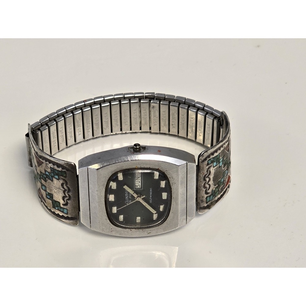 Sammy Davis SD Navajo Bracelet CLINTON automatic watch Ronda-matic 25 Jewel Runs